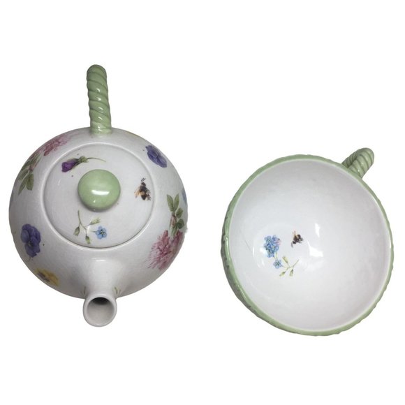 Hallmark Nature's Sketchbook Decorative Teapot w/ Oversize Mug Set - Cute! - Picture 2 of 9